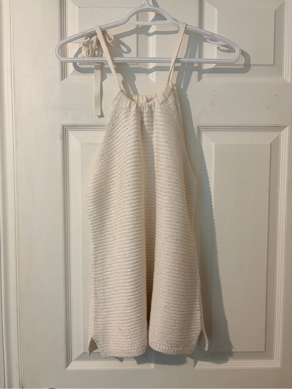White House Black Market Cream Knit Halter Tank Top